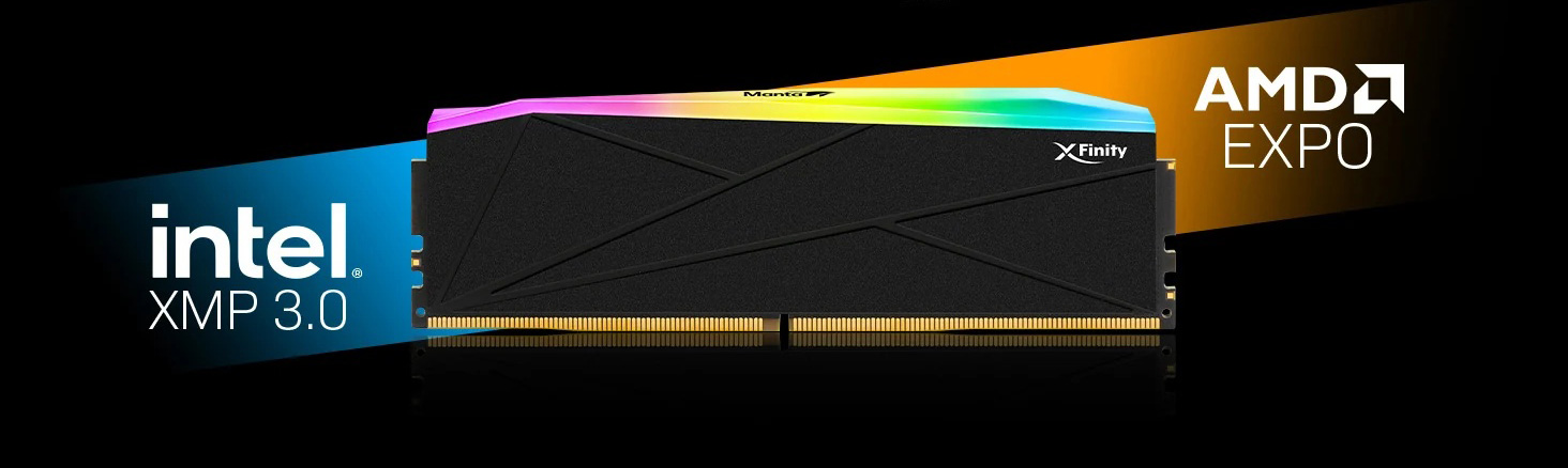 メモリー DDR5 6000 64GB(32GBx2) v-color XFinity V-Color Manta XFinity RGB DDR5 64GB (32GBx2) 6000MHz CL30 1.35V